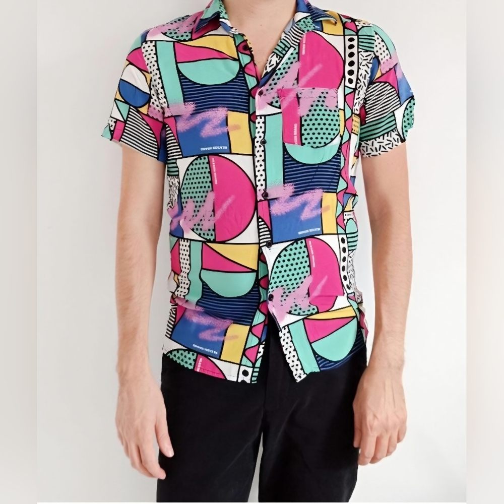 Reason Brand Compose Geometric All Over Print Button Down NWT Size XL BS-2919